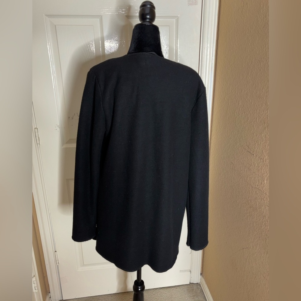 UGG Abriana Black Fleece Faux Fur Lined Shawl Cardigan Size Medium Women​​ - Picture 4 of 11